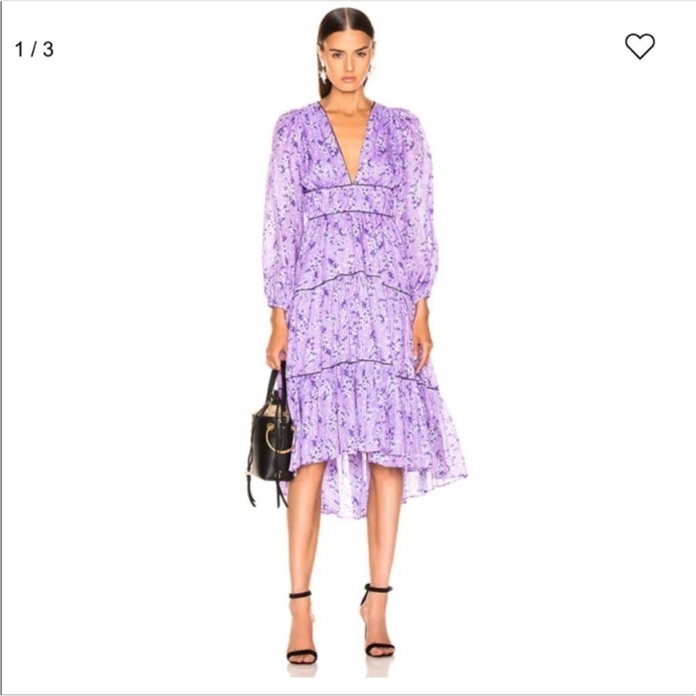 Ulla Johnson Joan Purple Floral Tiered Midi Dress Size 2 - Picture 2 of 10